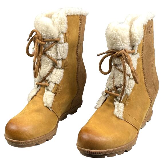 Sorel Women’s Joan Of Arctic Wedge II Brown Shearling Boots Size US 11 - Picture 6 of 10